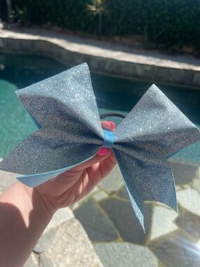 Sparkling Light Blue Glitter Hair Bow